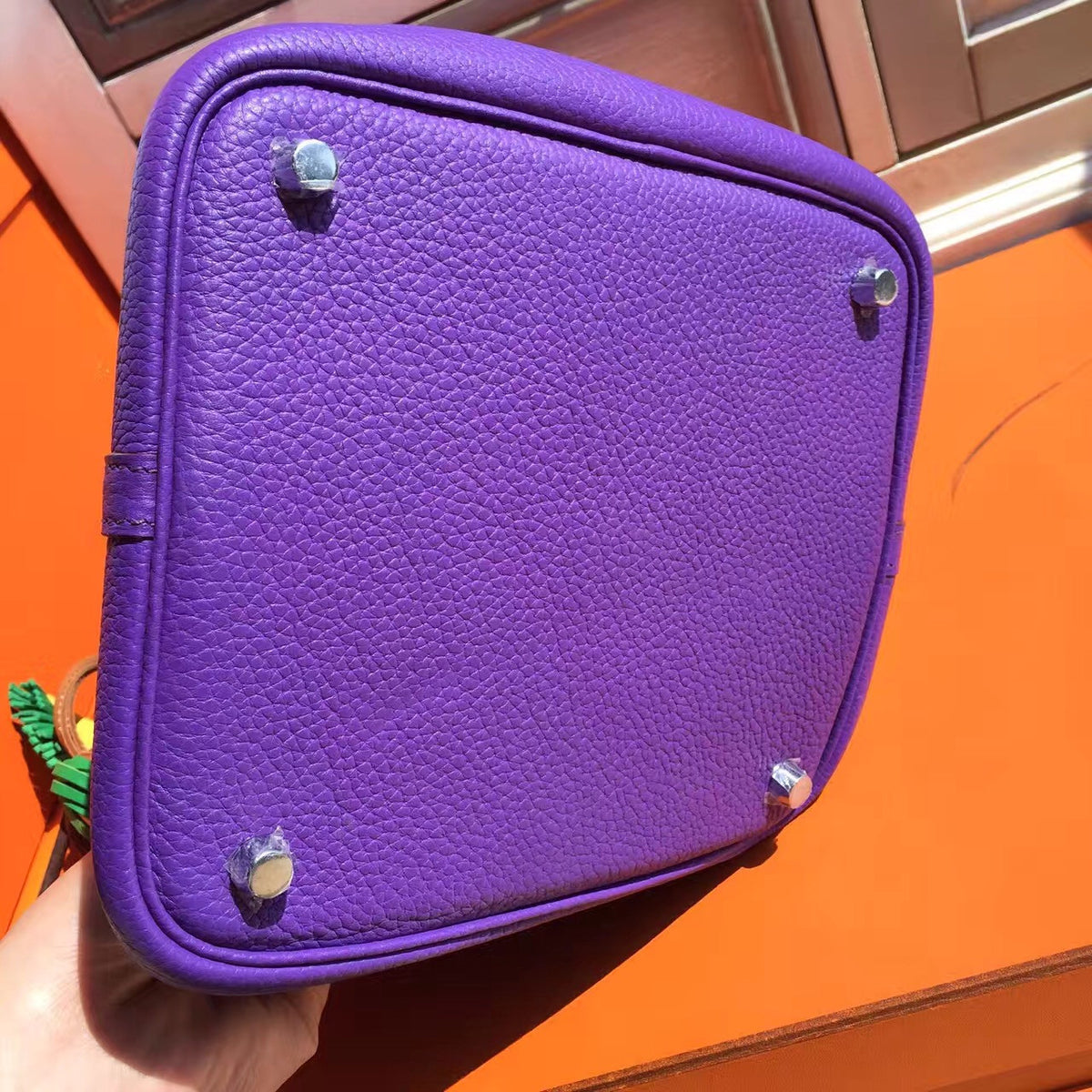 Hermes 9K Iris Picotin Lock MM Togo Leather Bag