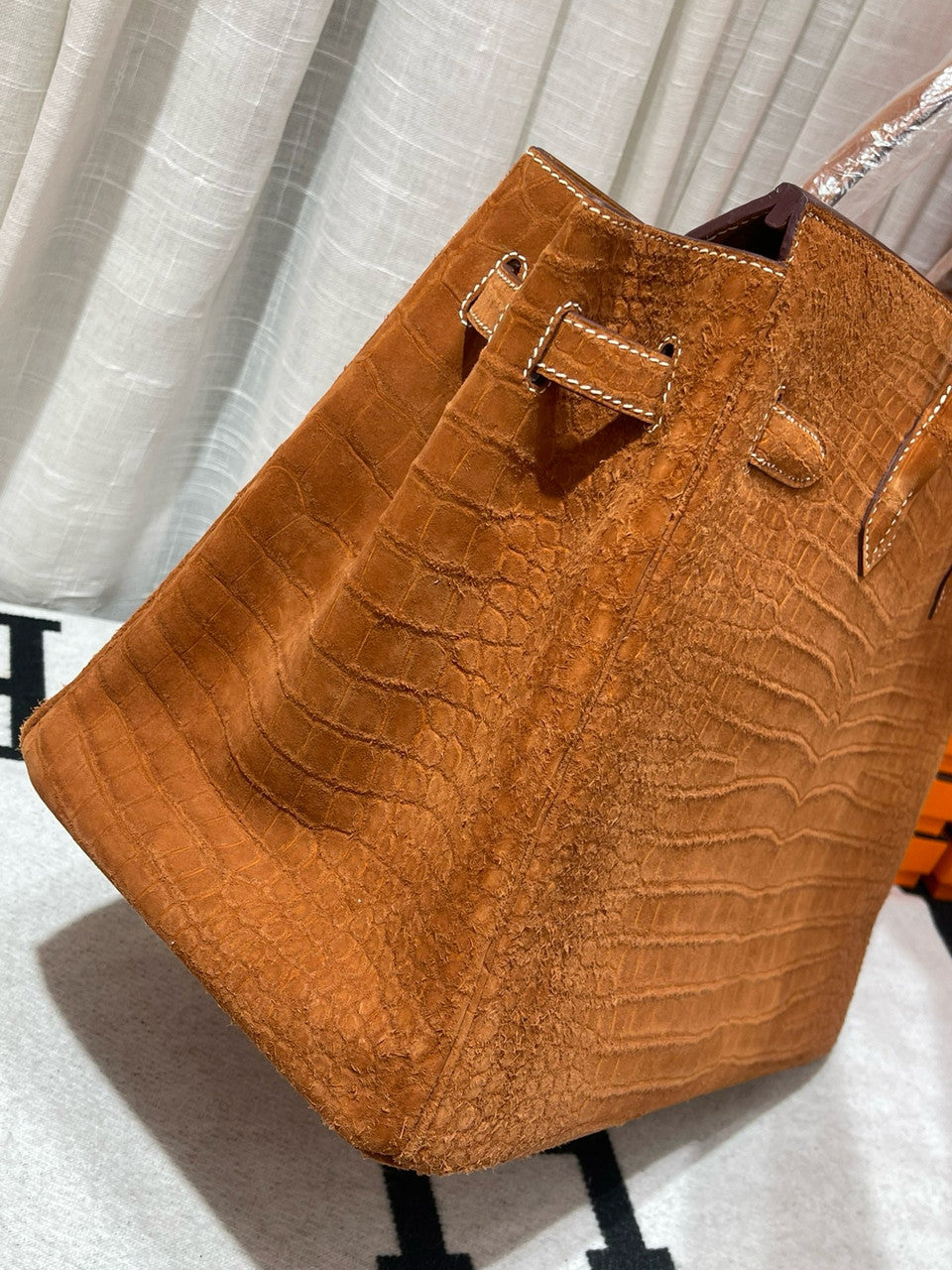 Hermes Gold Birkin 35 in Matt Porosus Crocodile with Palladium hardware
