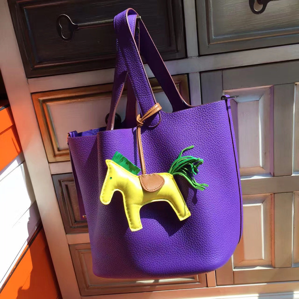 Hermes 9K Iris Picotin Lock MM Togo Leather Bag