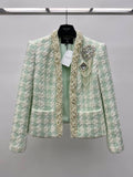 Balmain Tweed spencer jacket with embroidery Green