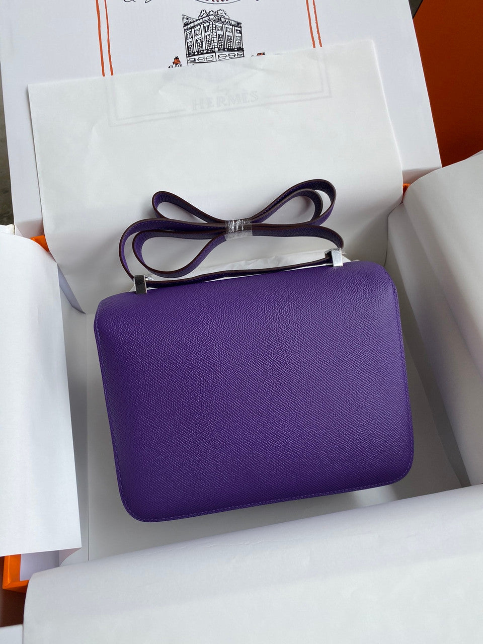 Hermes Iris Constance 19cm Epsom Palladium Hardware