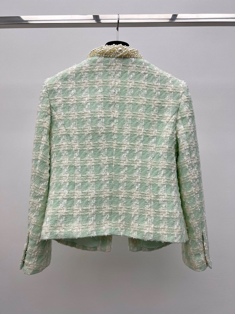 Balmain Tweed spencer jacket with embroidery Green