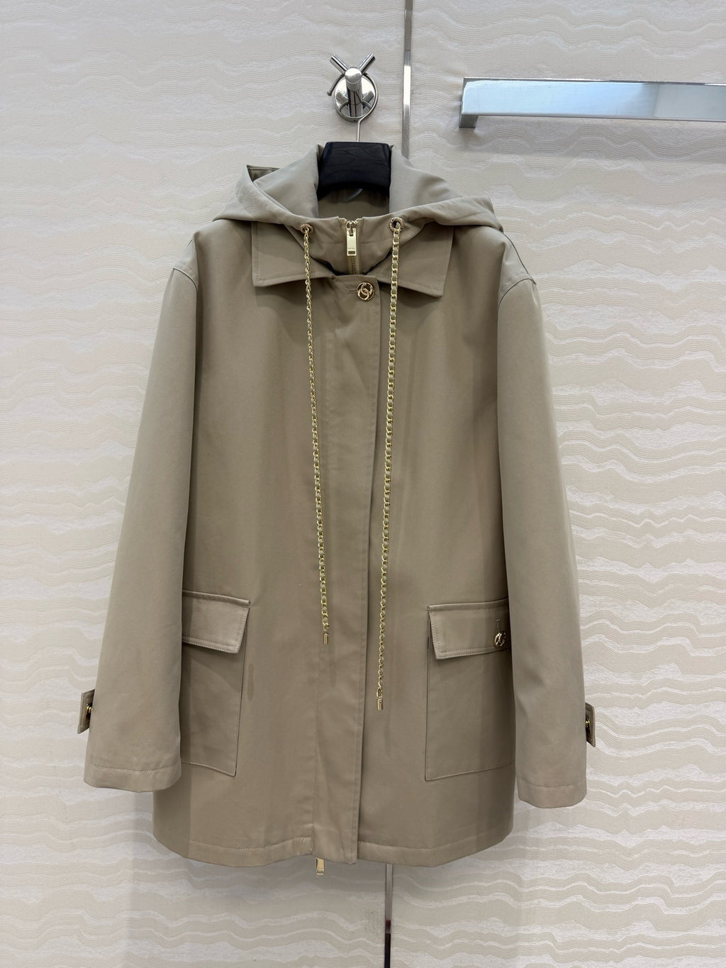 Chanel Stretch Cotton Coat with CC Hardware – front view
