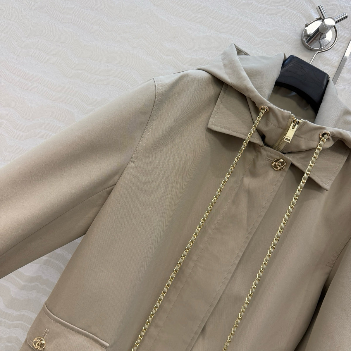 Chanel Stretch Cotton Coat with CC Hardware – hardware detail