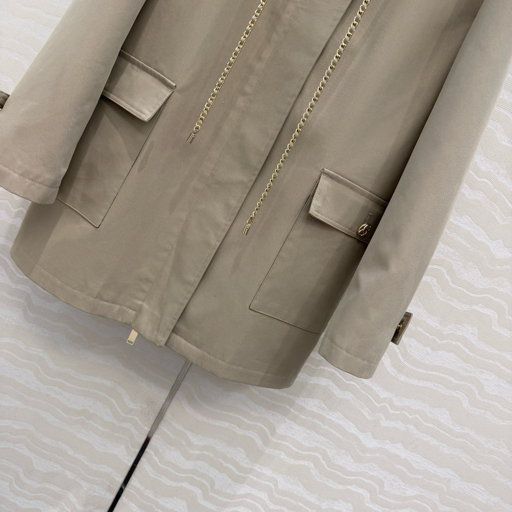 Chanel Stretch Cotton Coat with CC Hardware – hood detail