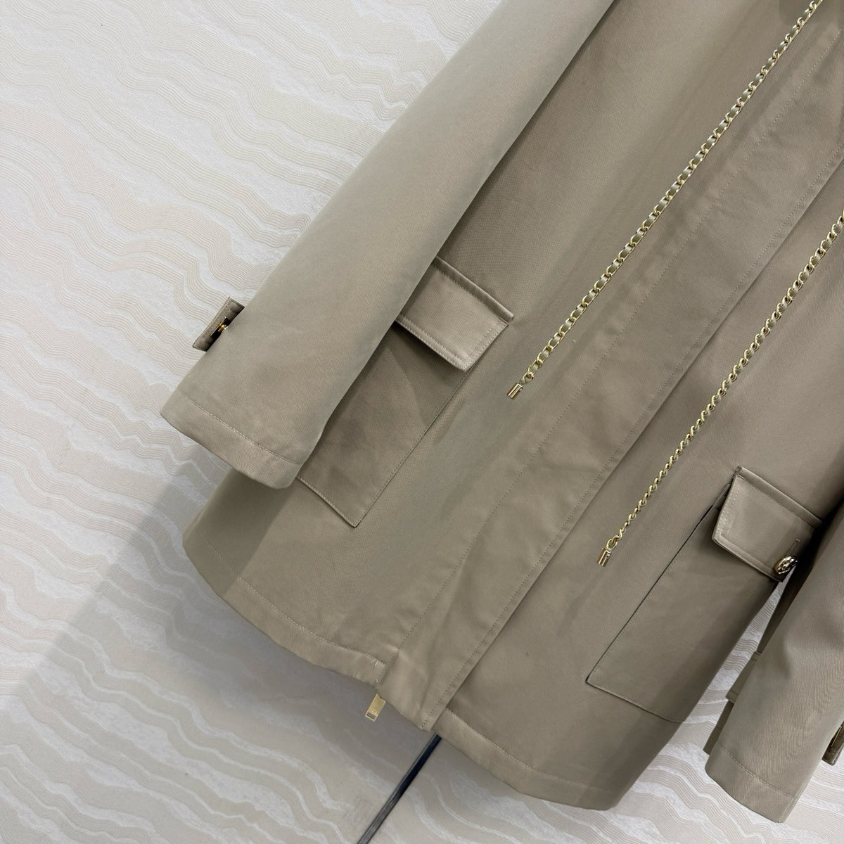 Chanel Stretch Cotton Coat with CC Hardware – cuff detail
