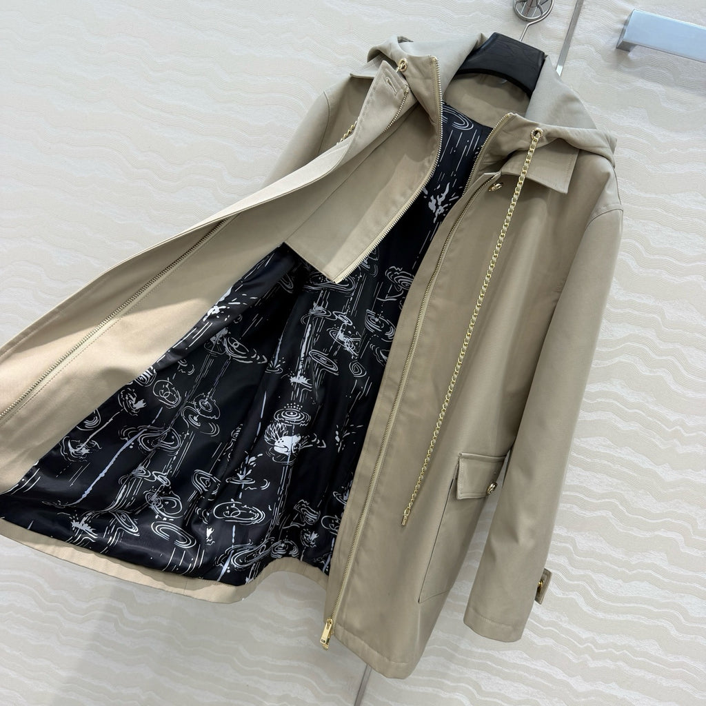 Chanel Stretch Cotton Coat with CC Hardware – back view