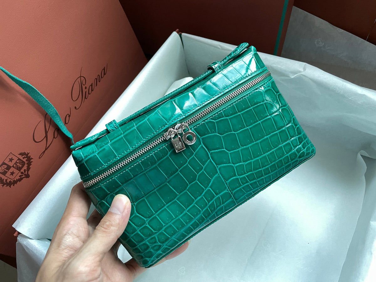 Loro Piana Extra Pocket Pouch L19  Emeralds Alligator