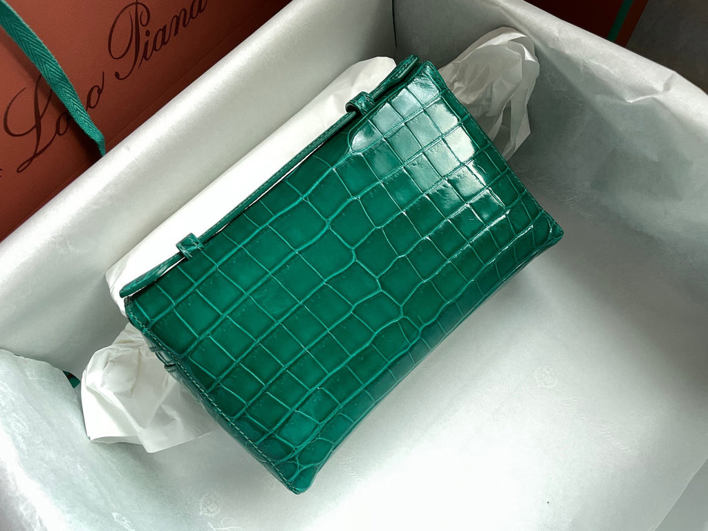 Loro Piana Extra Pocket Pouch L19  Emeralds Alligator