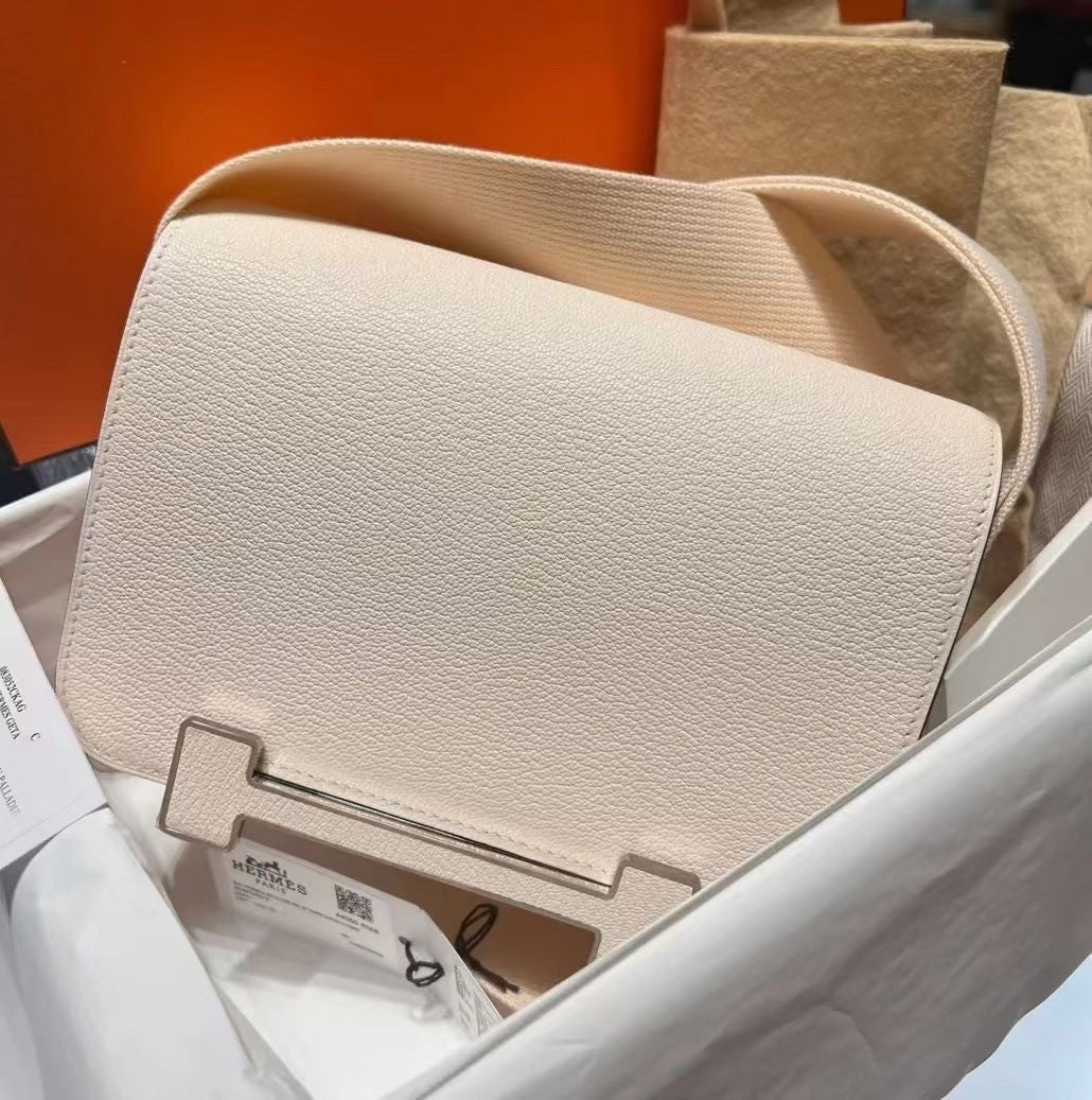 Hermès Geta Craie Chevre Palladium Hardware