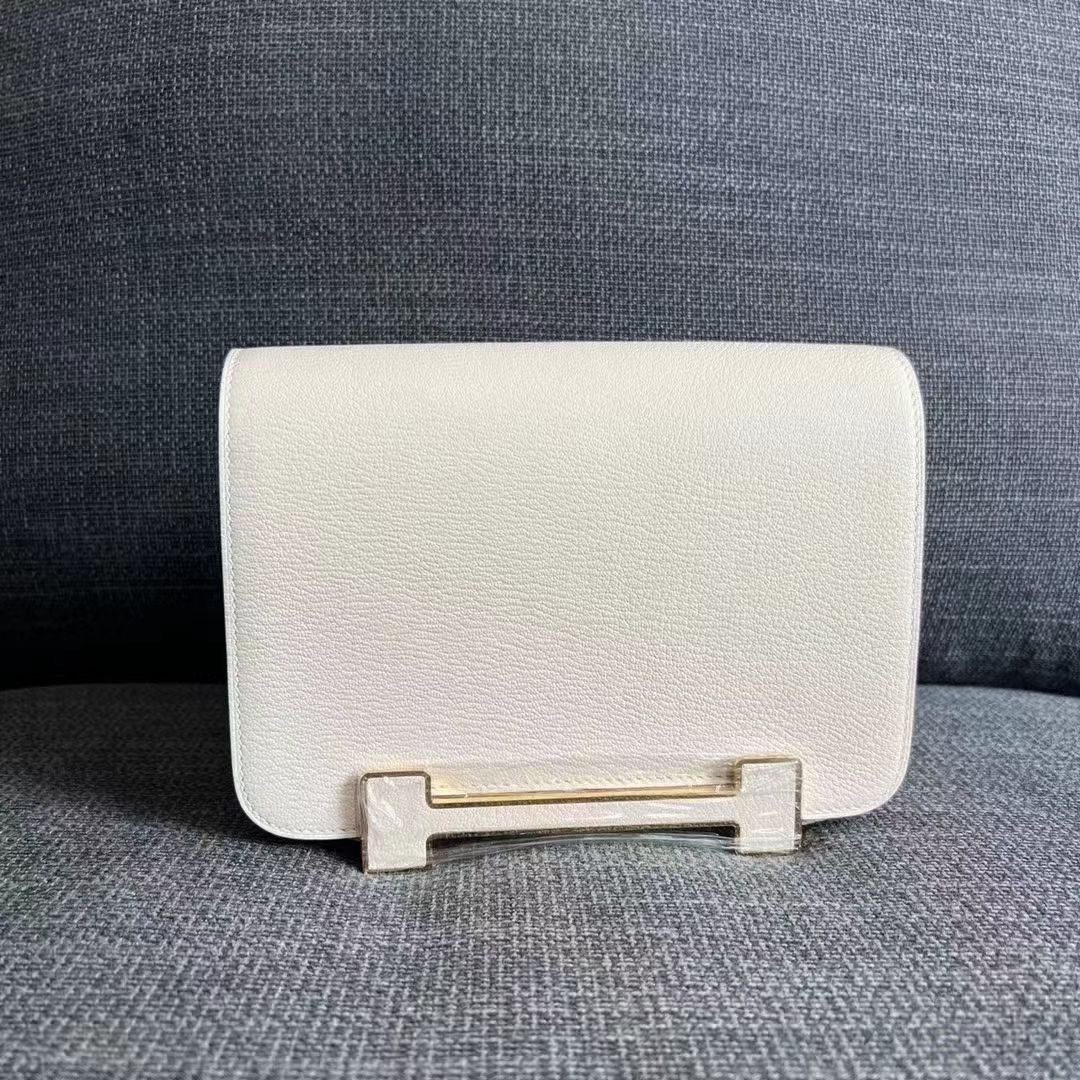 Hermès Geta Craie Chevre Palladium Hardware