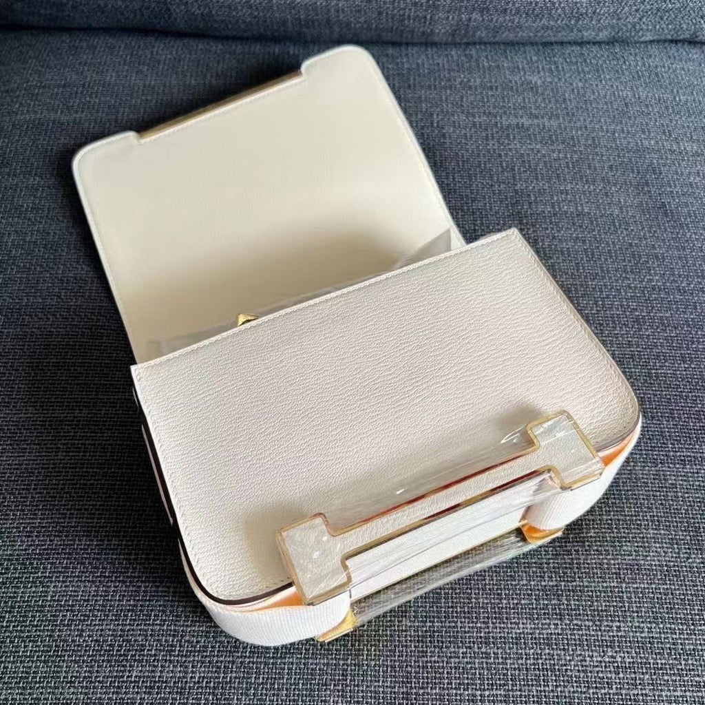 Hermès Geta Craie Chevre Palladium Hardware
