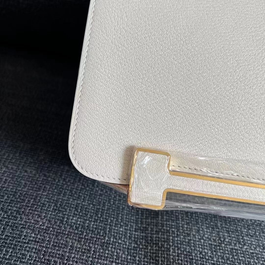 Hermès Geta Craie Chevre Palladium Hardware