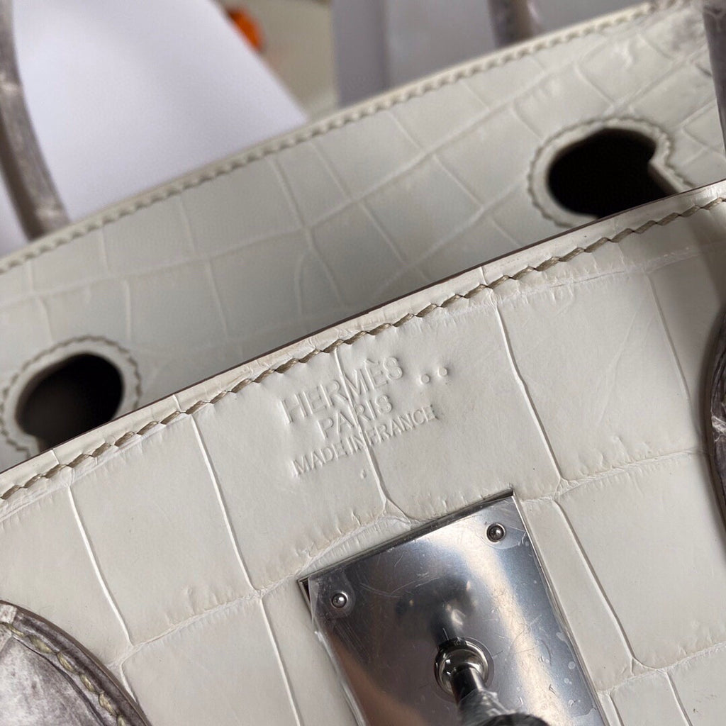 Hermes Matte Himalayan Crocodile Niloticus Birkin bag with 18-karat white gold and diamond