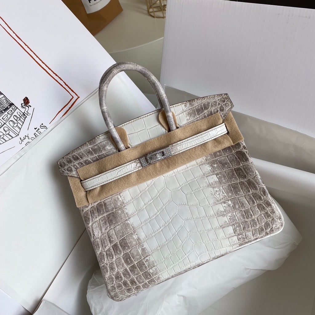 Hermes Matte Himalayan Crocodile Niloticus Birkin bag with 18-karat white gold and diamond