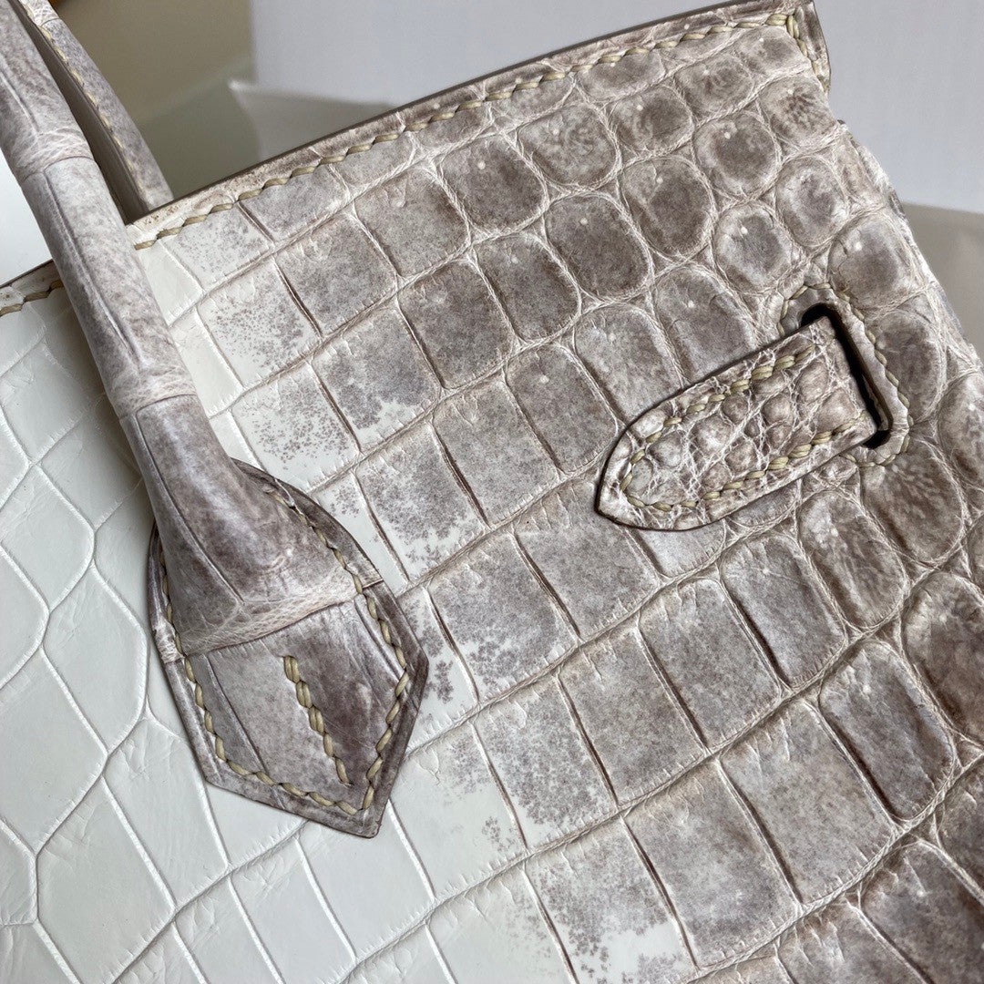 Hermes Matte Himalayan Crocodile Niloticus Birkin bag with 18-karat white gold and diamond