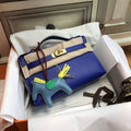 Hermès 7T Blue Electric Mini Kelly Pochette Epsom leather Palladium hardware