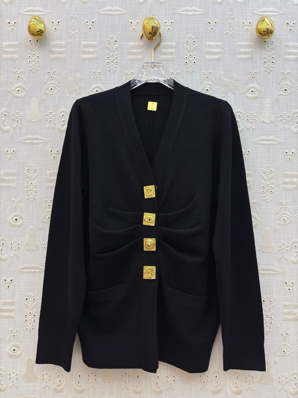 Schiaparelli Black Knit Bijoux Buttons Cardigan