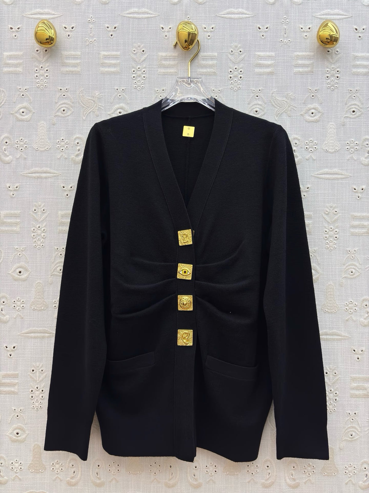 Schiaparelli Black Knit Bijoux Buttons Cardigan