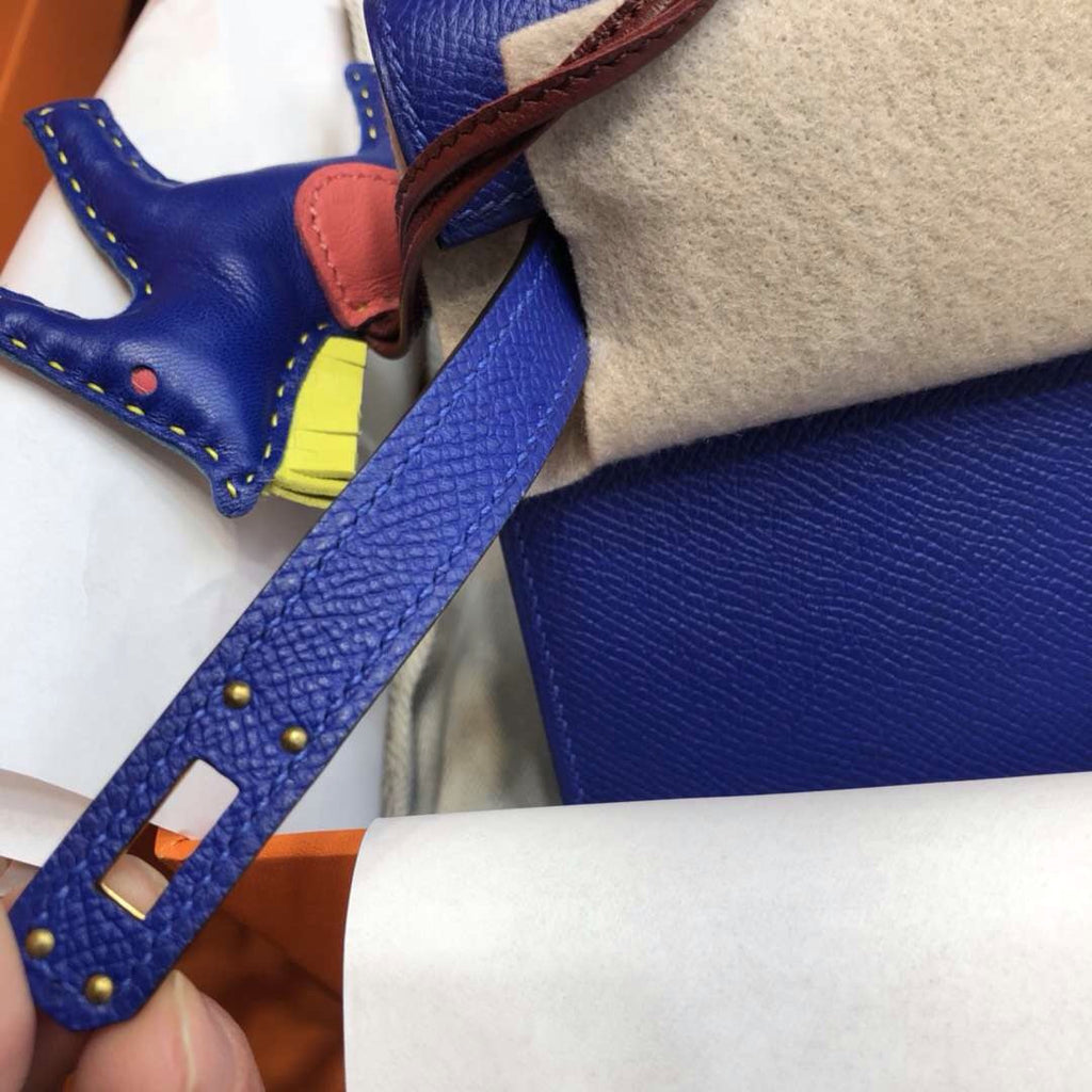 Hermès 7T Blue Electric Mini Kelly Pochette Epsom leather Palladium hardware