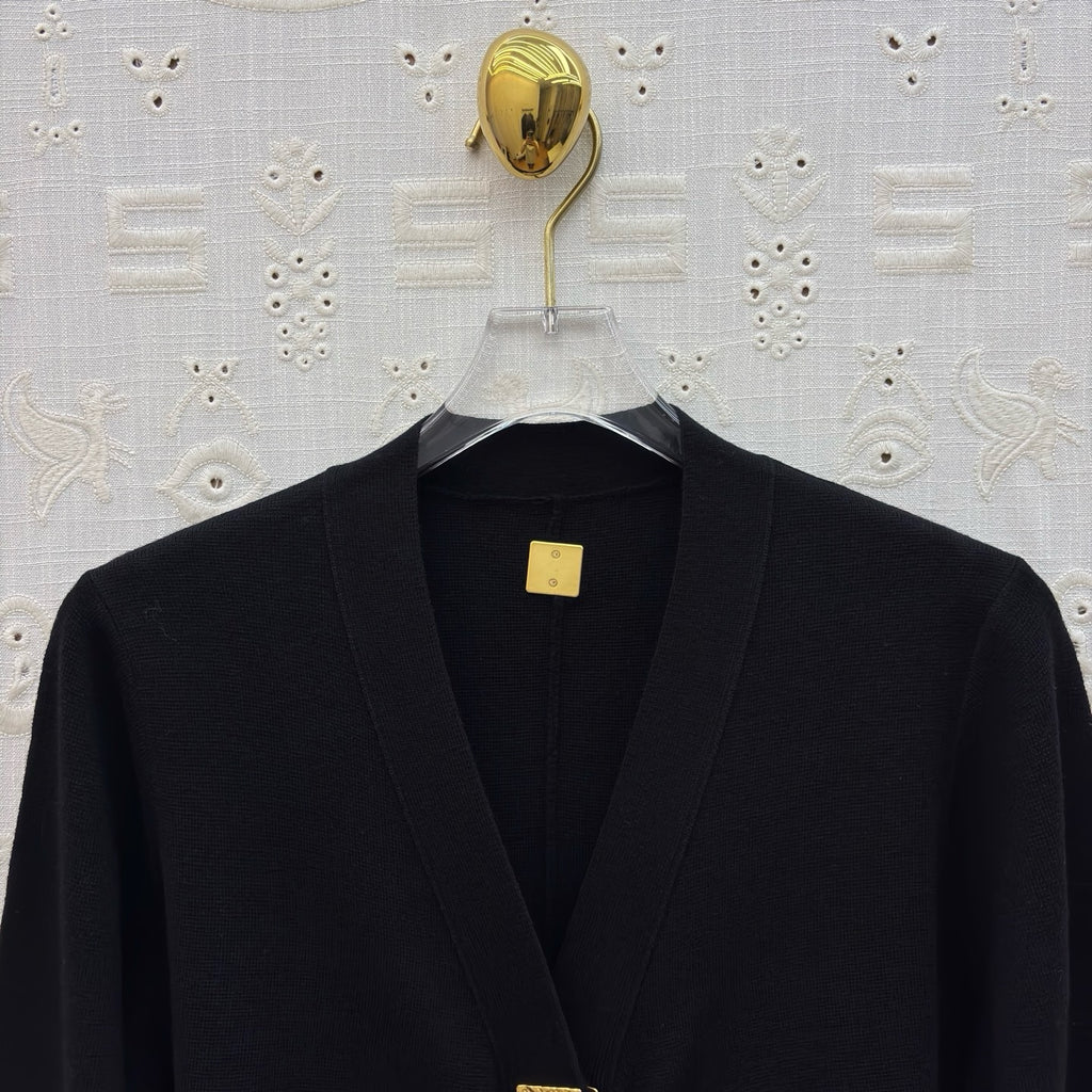 Schiaparelli Black Knit Bijoux Buttons Cardigan