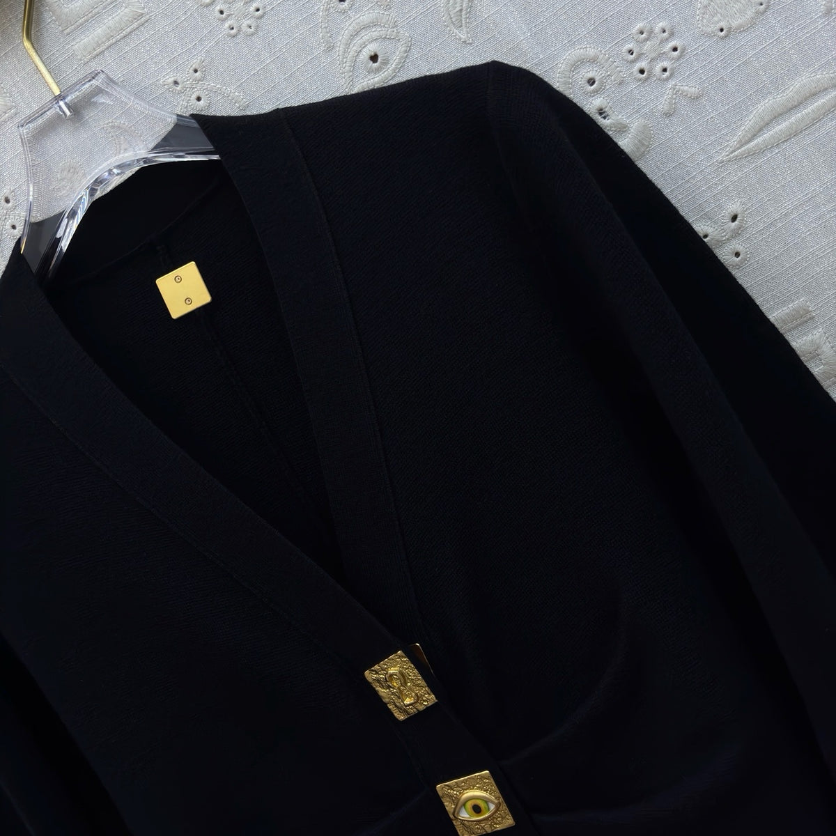 Schiaparelli Black Knit Bijoux Buttons Cardigan
