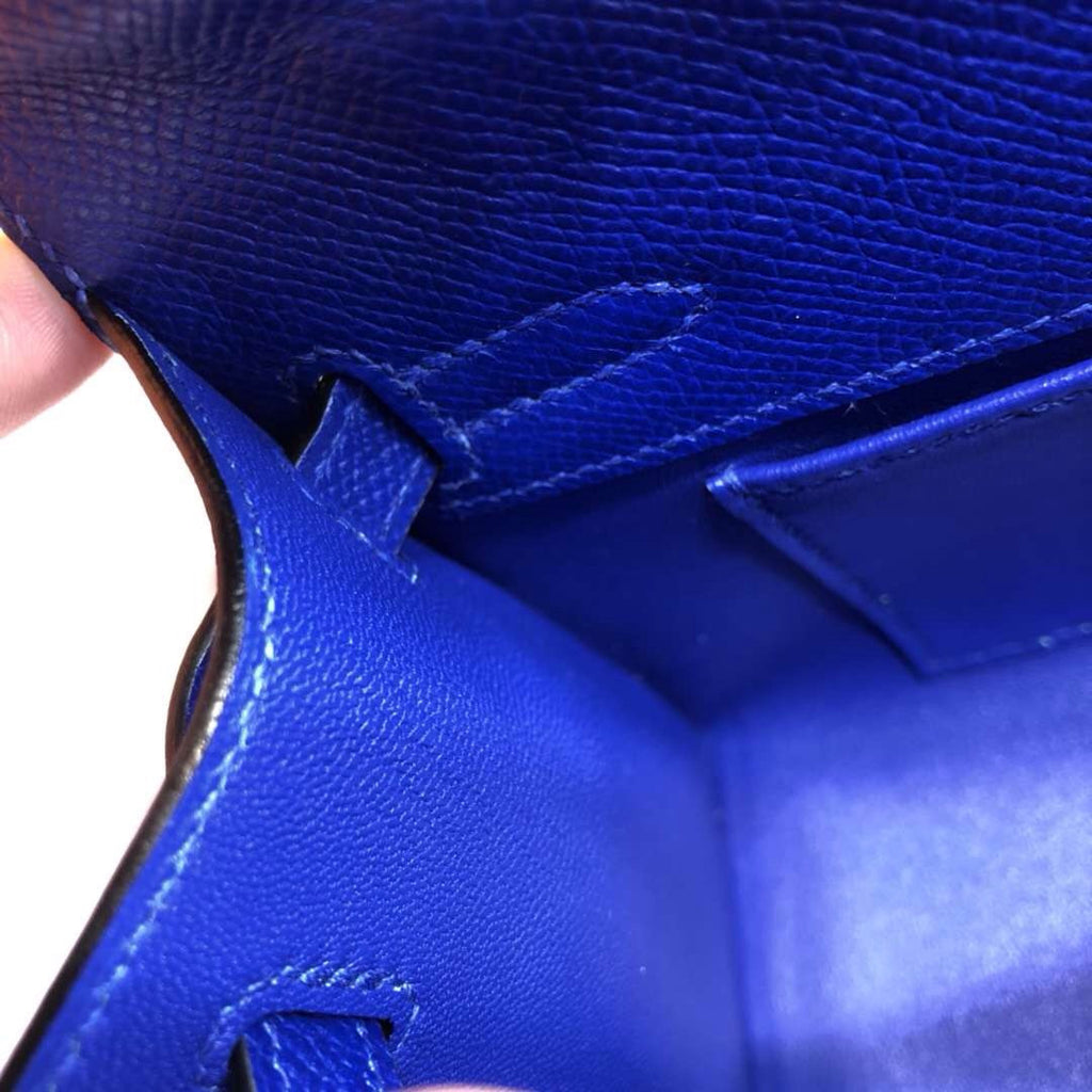 Hermès 7T Blue Electric Mini Kelly Pochette Epsom leather Palladium hardware