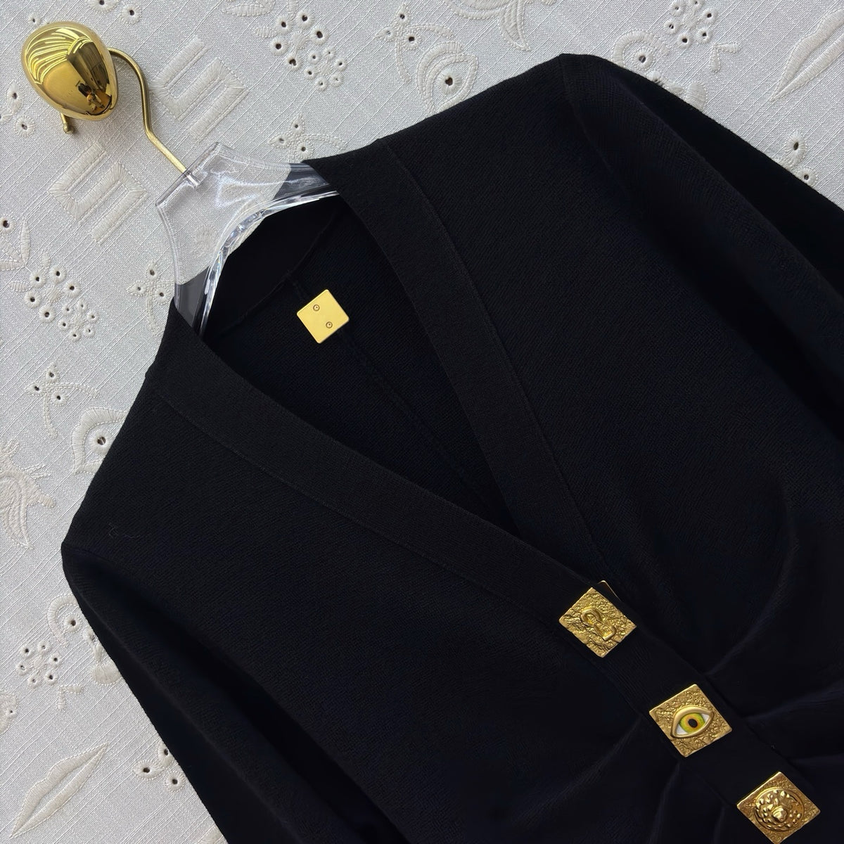 Schiaparelli Black Knit Bijoux Buttons Cardigan
