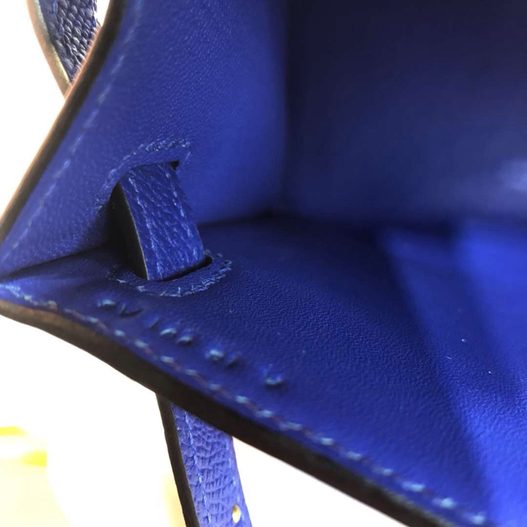 Hermès 7T Blue Electric Mini Kelly Pochette Epsom leather Palladium hardware