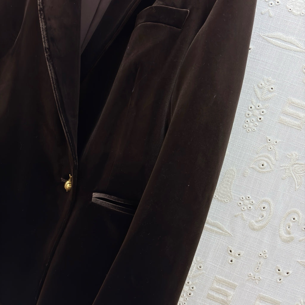 Schiaparelli Brown Velvet Tailored Blazer with Keyhole Plaque Schiaparelli