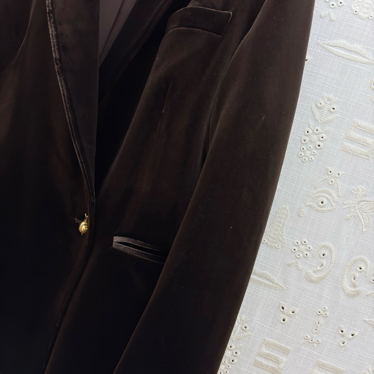 Schiaparelli Brown Velvet Tailored Blazer with Keyhole Plaque Schiaparelli