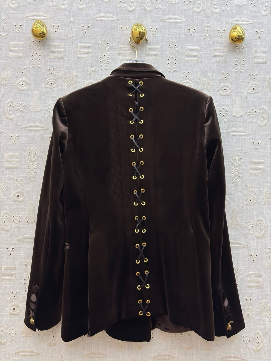 Schiaparelli Brown Velvet Tailored Blazer with Keyhole Plaque Schiaparelli
