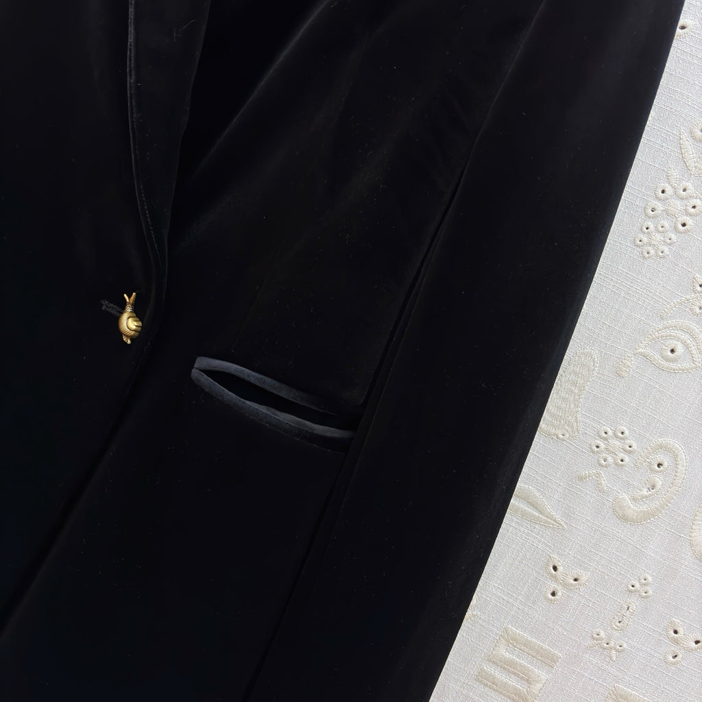 Schiaparelli Black Velvet Tailored Blazer with Keyhole Plaque Schiaparelli