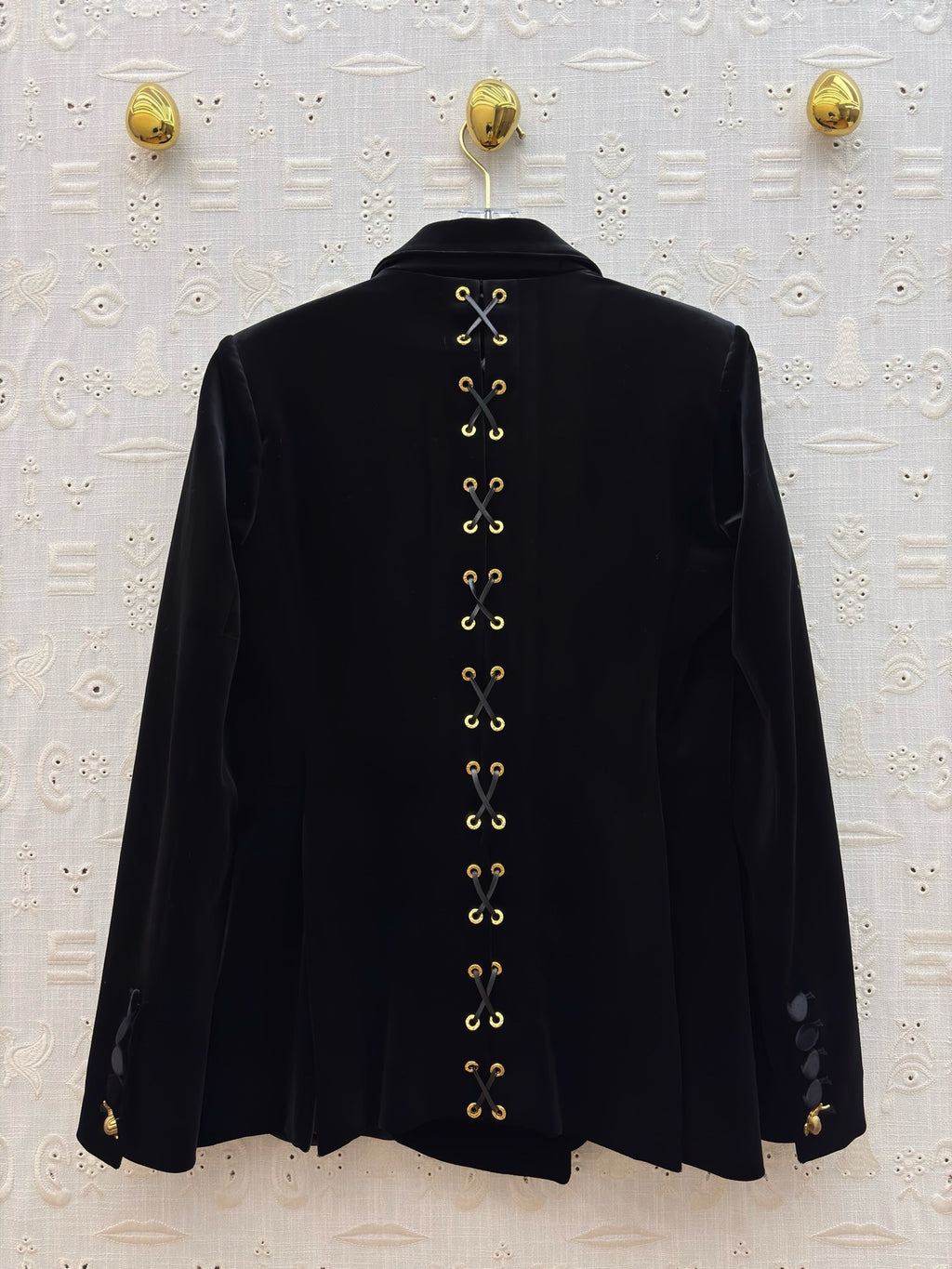 Schiaparelli Black Velvet Tailored Blazer with Keyhole Plaque Schiaparelli