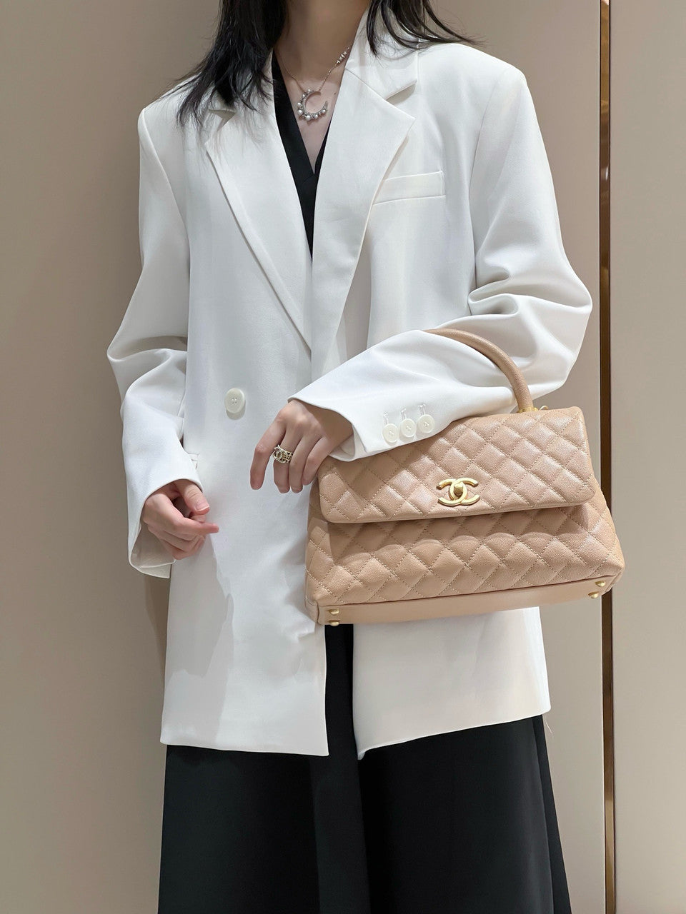 Chanel Chai Calfskin Coco Handle Bag 29cm