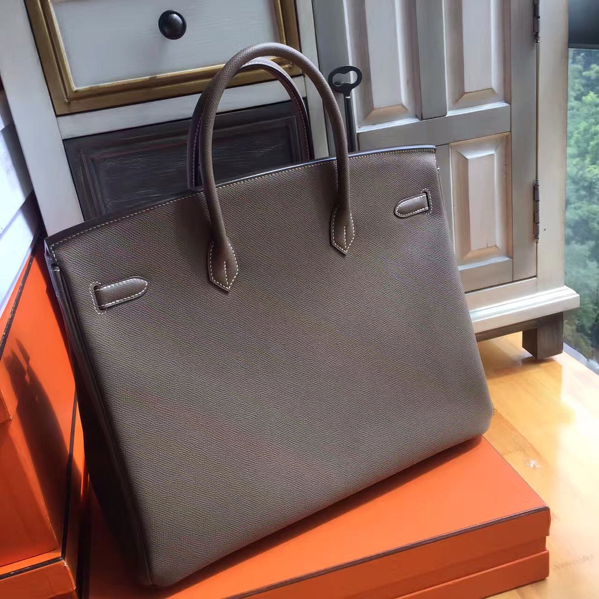 Hermes 18 Etoupe Birkin 40 Togo leather