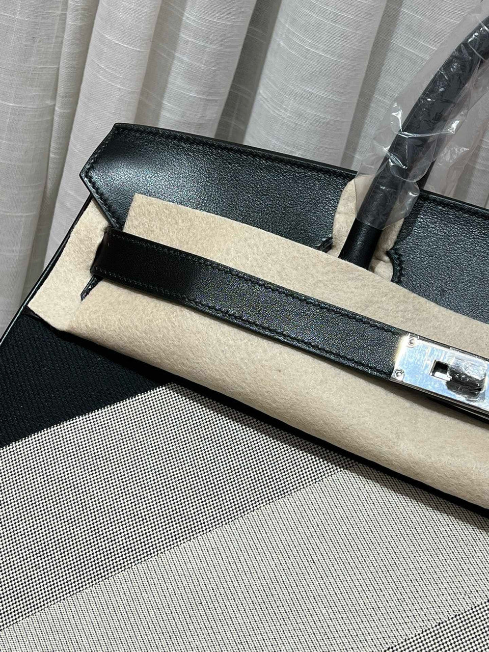 HERMÈS Limited Edition Haut à Courroies 40 HAC handbag in Black and White Evercolor leather and Toile H Canvas with Palladium hardware Hermes