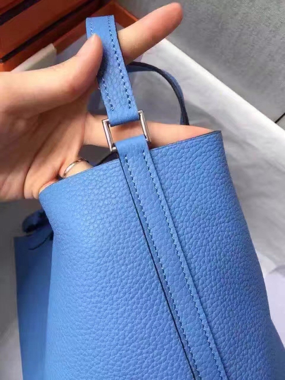 Hermes TURQUOISE Picotin Lock 18 Togo Leather Bag