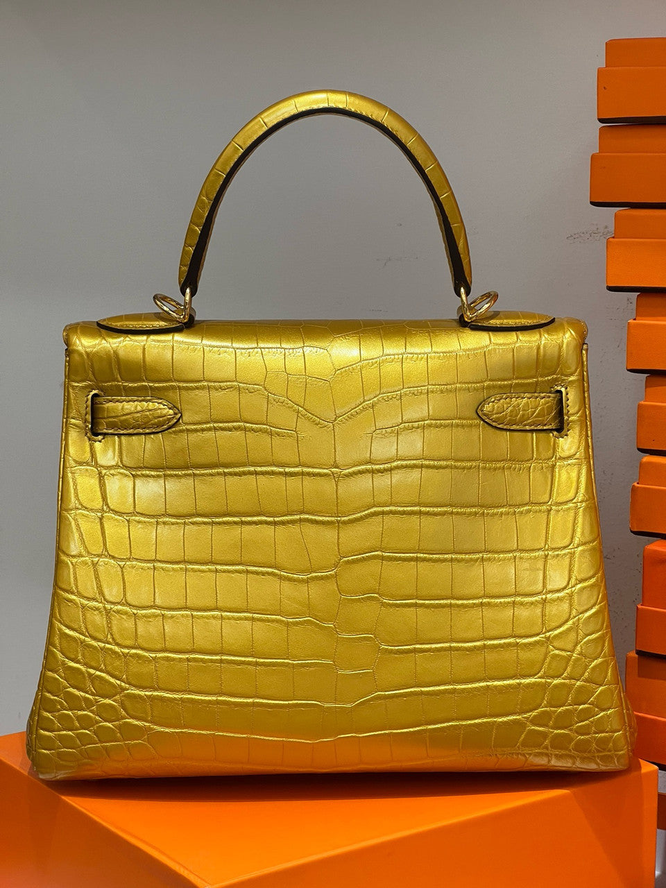 Hermès Olympic Kelly 28 Dorè Niloticus Crocodile Gold Hardware