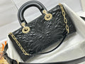 Christian Dior MEDIUM LADY D-JOY BAG Black Quilted-Effect Lambskin with Ornamental Motif