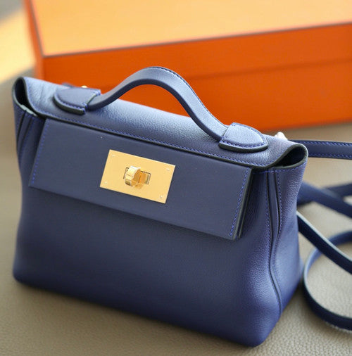 Hermès Mini 24/24 – 21 Bag M3 Blue Encre Evercolor/Swift leather