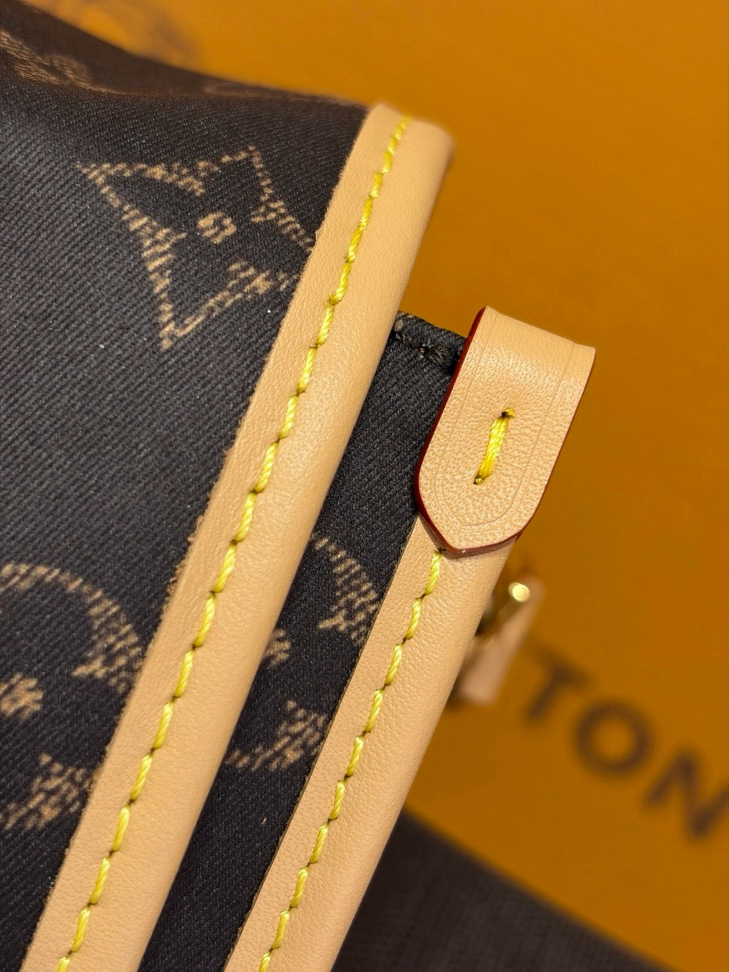 LV Jet Lag Bag MM - piping and side edge detail