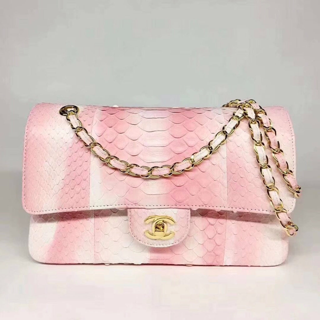 Chanel Python Classic Handbag Pink