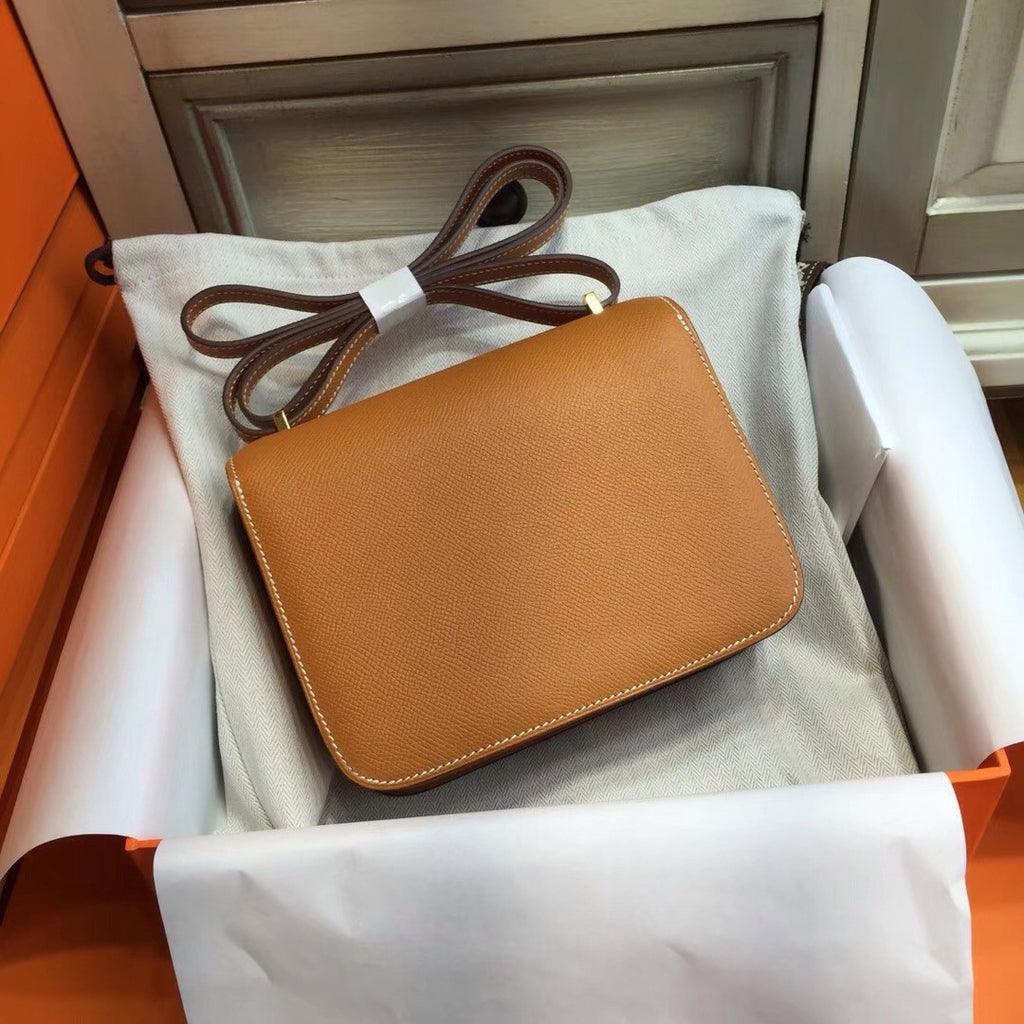 Hermes Toffee Constance Epsom leather 18cm Gold Hardware