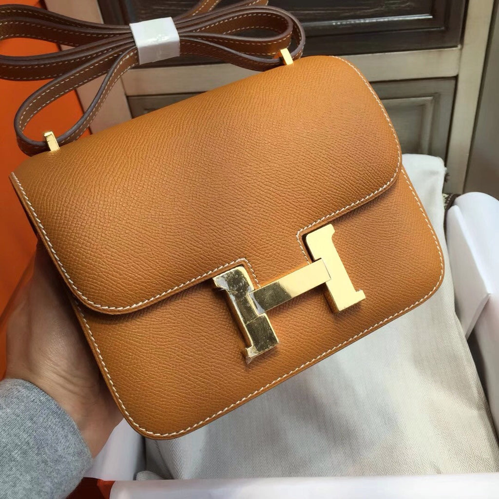 Hermes Toffee Constance Epsom leather 18cm Gold Hardware