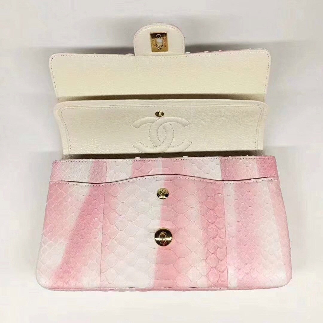 Chanel Python Classic Handbag Pink