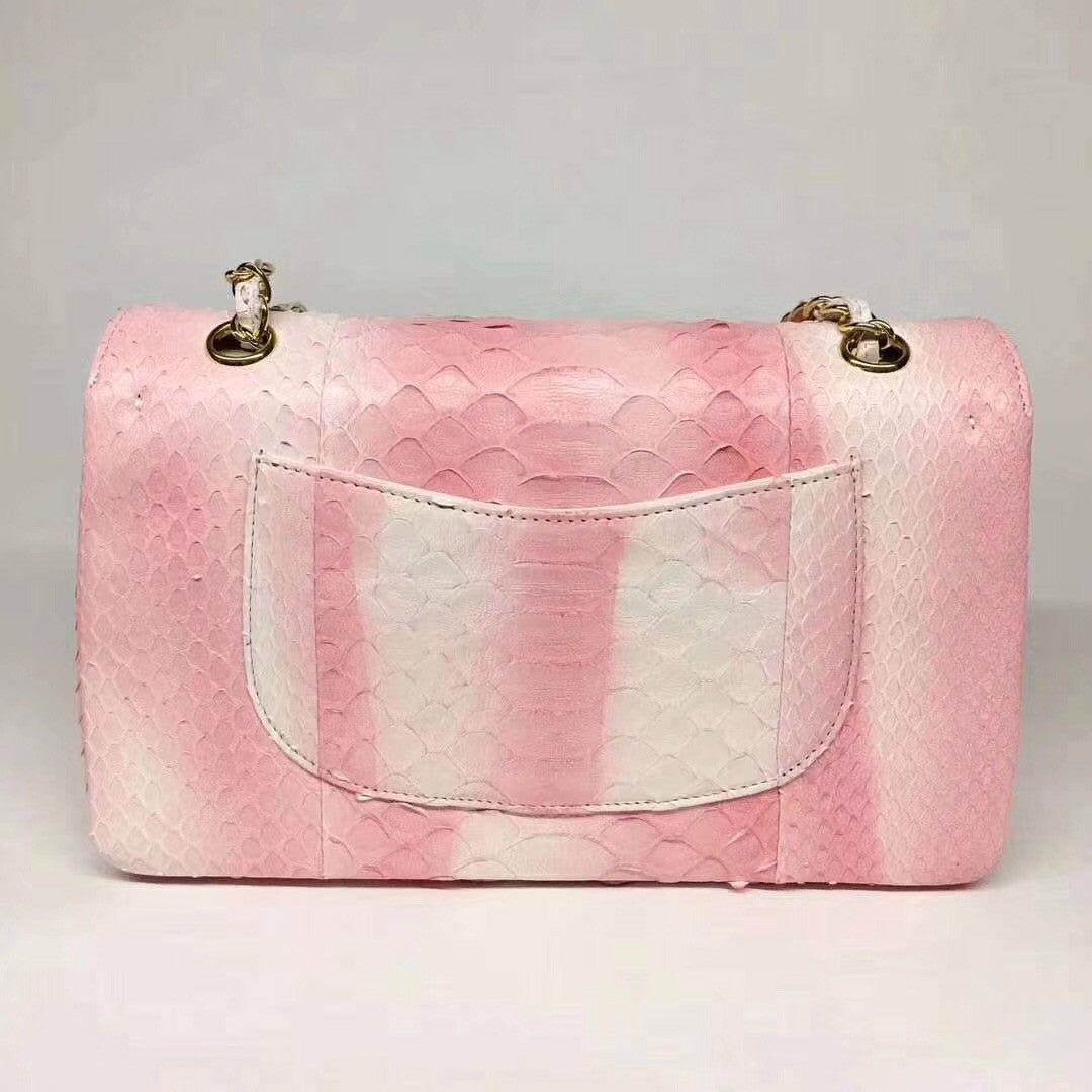 Chanel Python Classic Handbag Pink