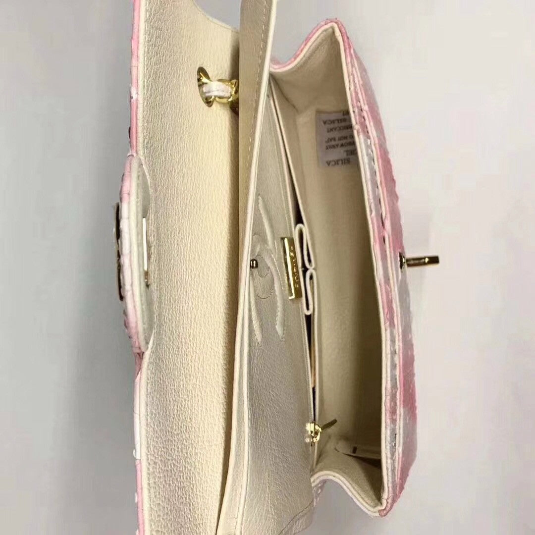 Chanel Python Classic Handbag Pink