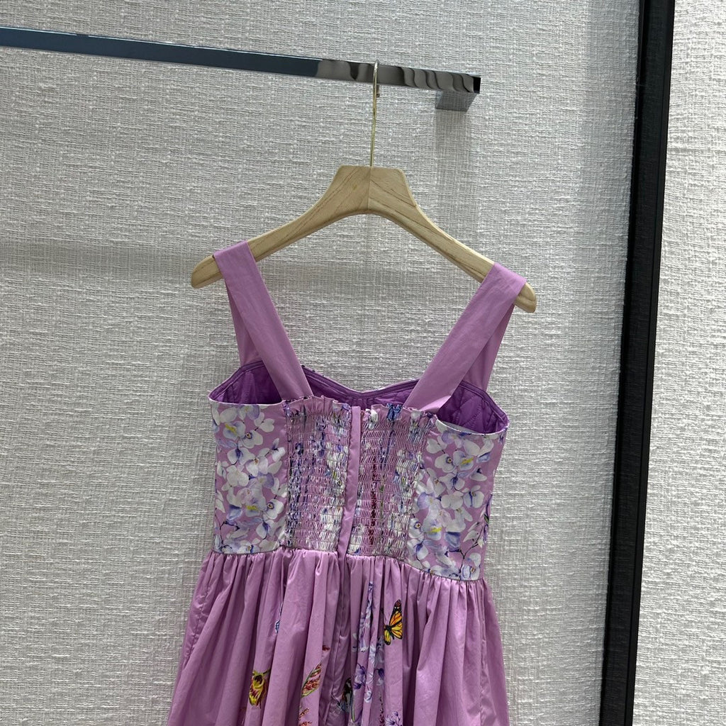 Dolce & Gabbana Calf-length bustier dress in rabbit-print poplin