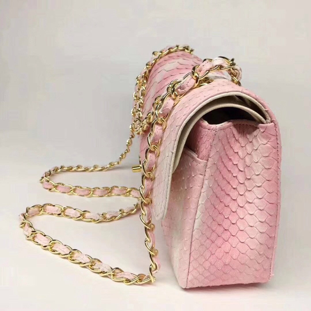 Chanel Python Classic Handbag Pink